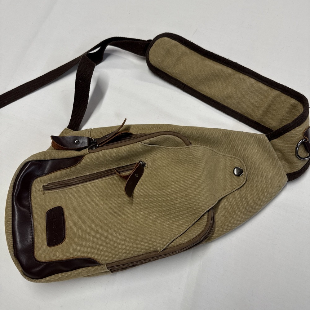 Maze Exclusive Tan Canvas Crossbody Handbag Small